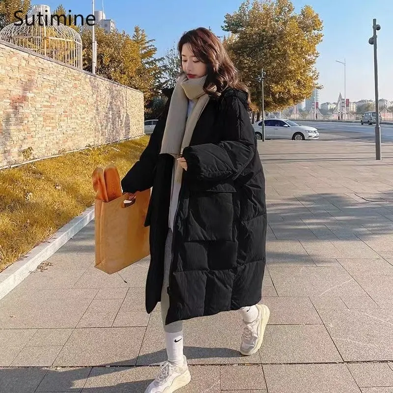 Down Cotton Jacket Women's Korean Loose Cotton Jacket Thickened Thermal Coat Winter Coat for Women Casual Hooded Coat Women