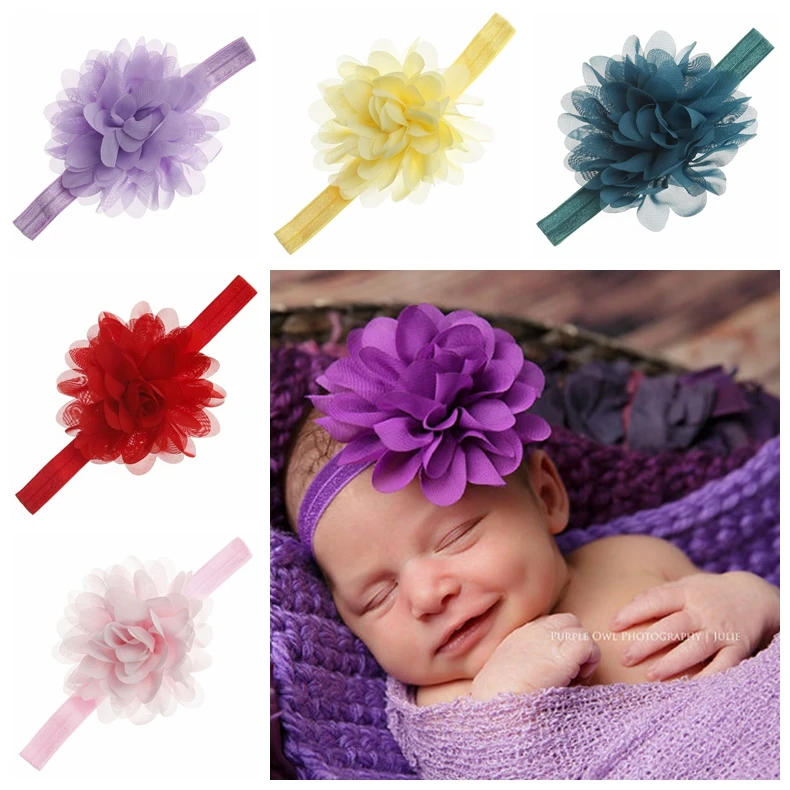 Lovely Newborn Baby Girls Chiffon Flower Headbands Toddler Headwear Photography Props Infant Hair Accessories Birthday Gifts