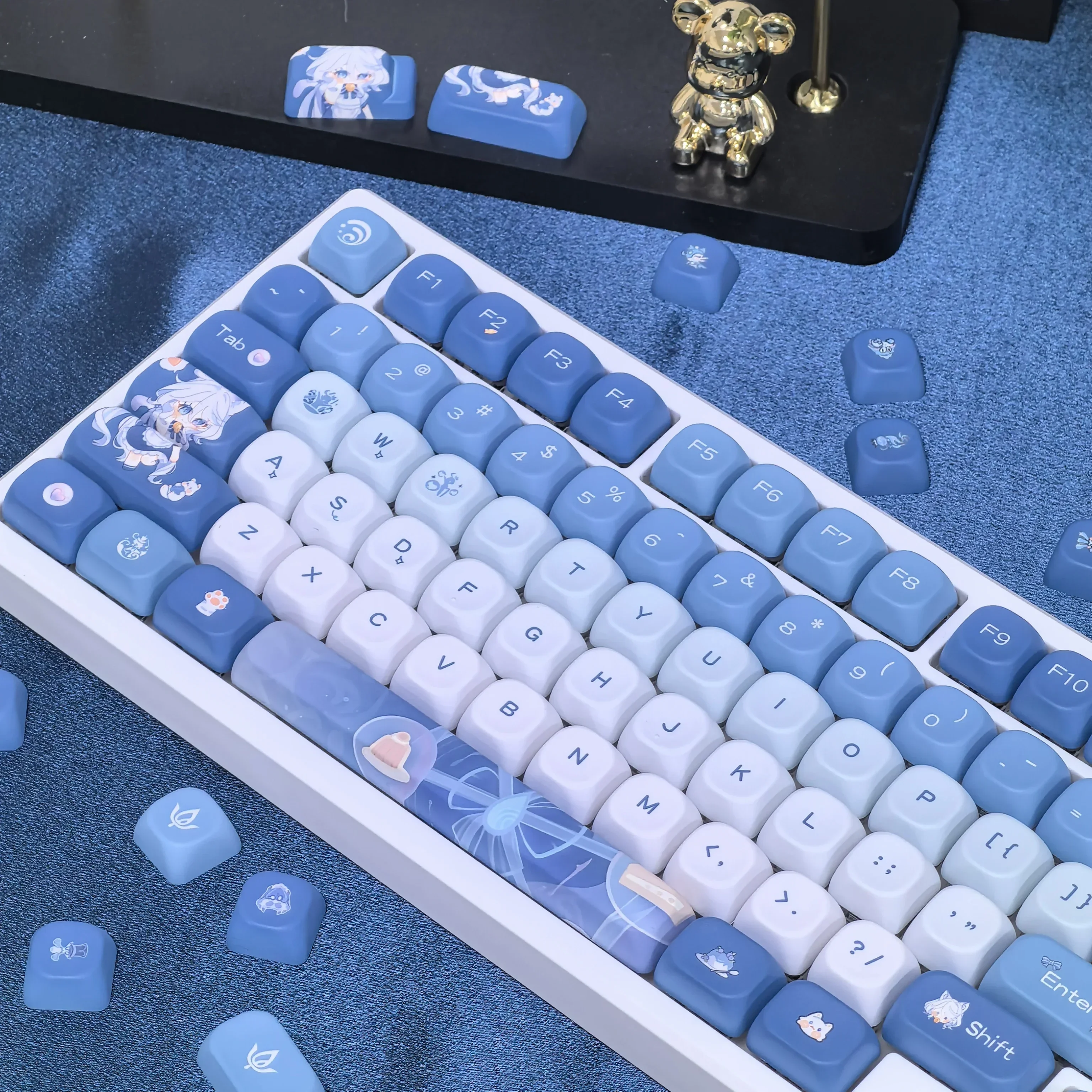 XIAO Fufu Keycap Genshin Impact 137 клавиш милый MOA PBT для Diy 87/98/104/108Mx переключатель игра