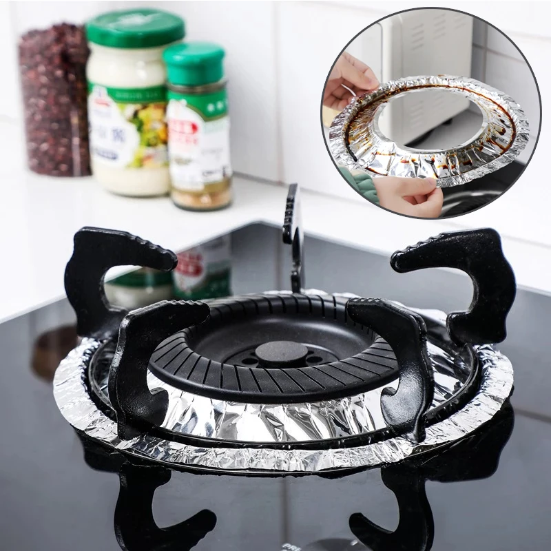 

10Pcs Kitchen Oil Proof Stove Liners Disposable Aluminum Foil Stove Burner Covers Gas Stove Liners Kitchen Gas Cleaning pads