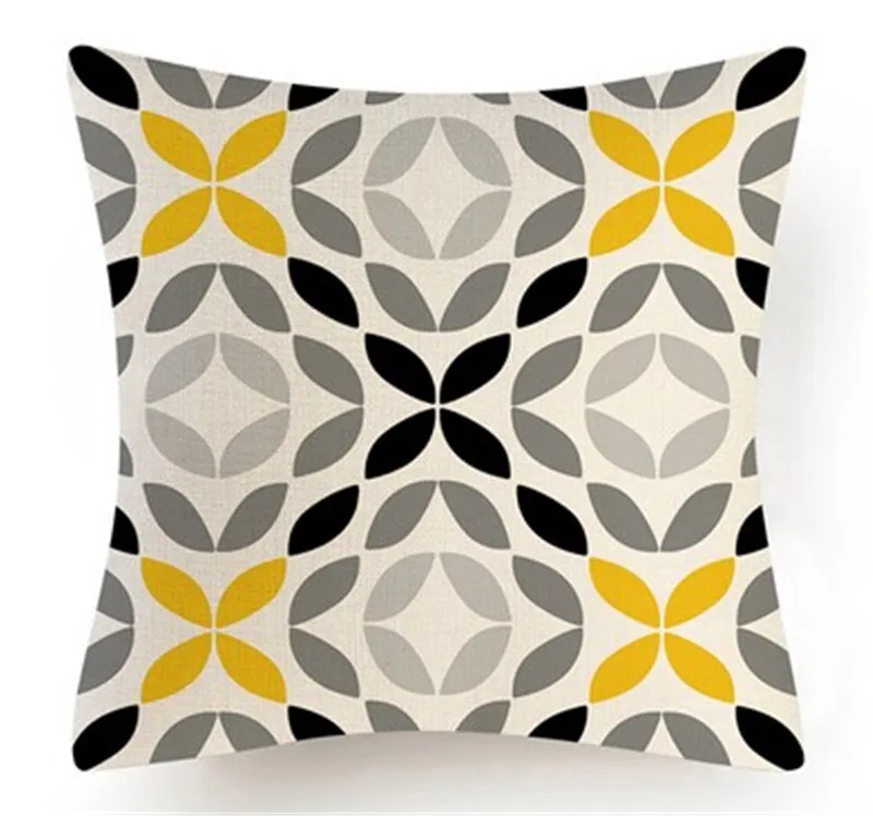 New Arrival Yellow Abstract Geometry Pillow Cases Kaleidoscope Flower Leaf Cover Garden Car Sofa Decor Pillowcase 45x45 |