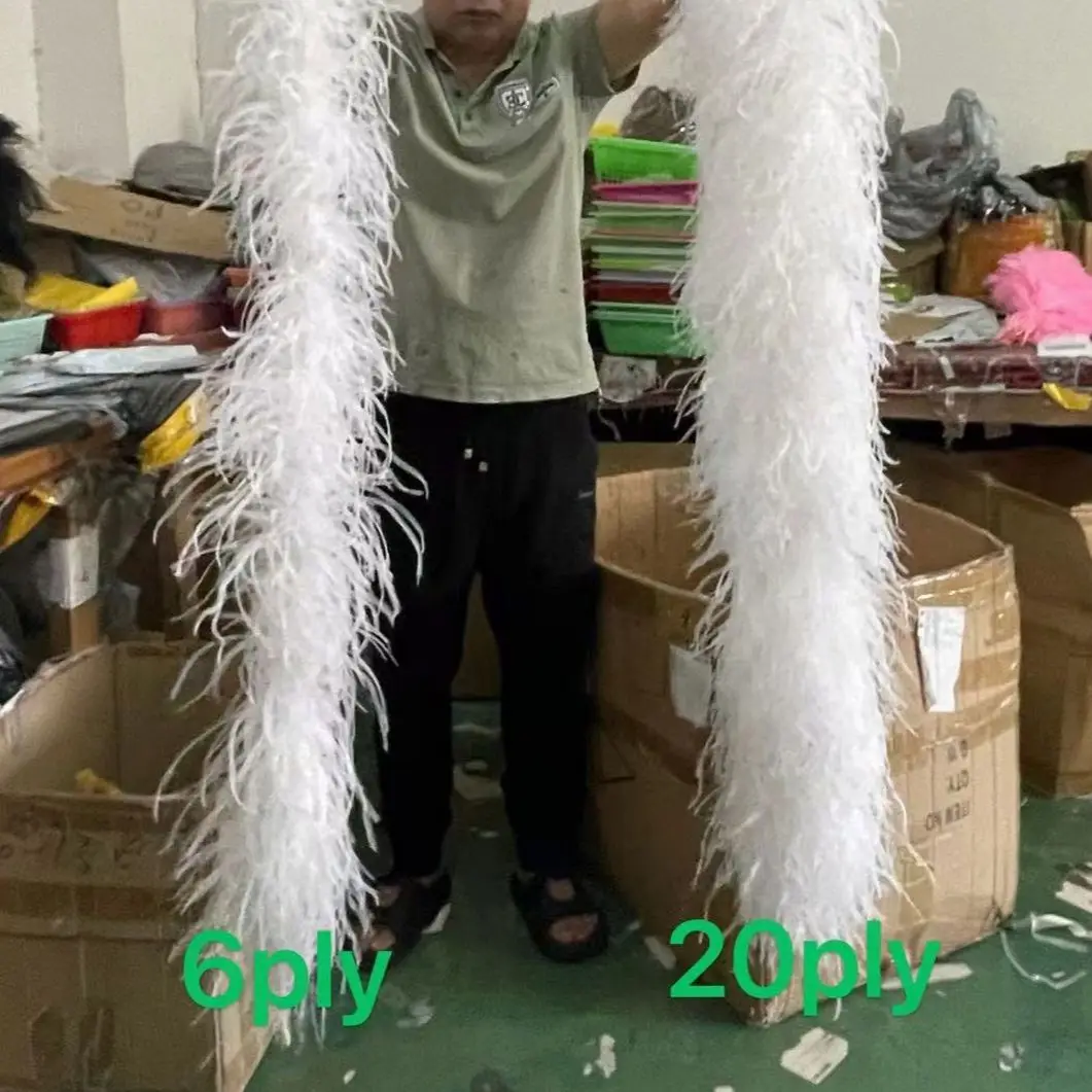 

0.5&1 Meter Ostrich Feathers Boa 6PLY 10ply 20 Ply Custom Fluffy Plumes For Wedding Clothes Shawl BAG Decoration Sewing Crafts