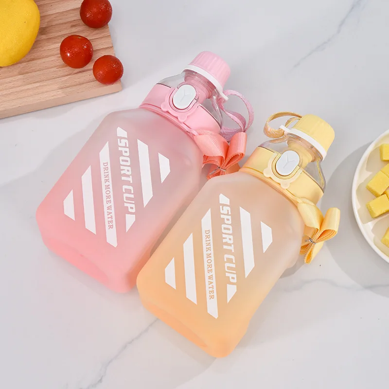 

Градиентная квадратная чашка для сахара, портативная двойная Питьевая чашка, милая бутылка для воды 1200 мл