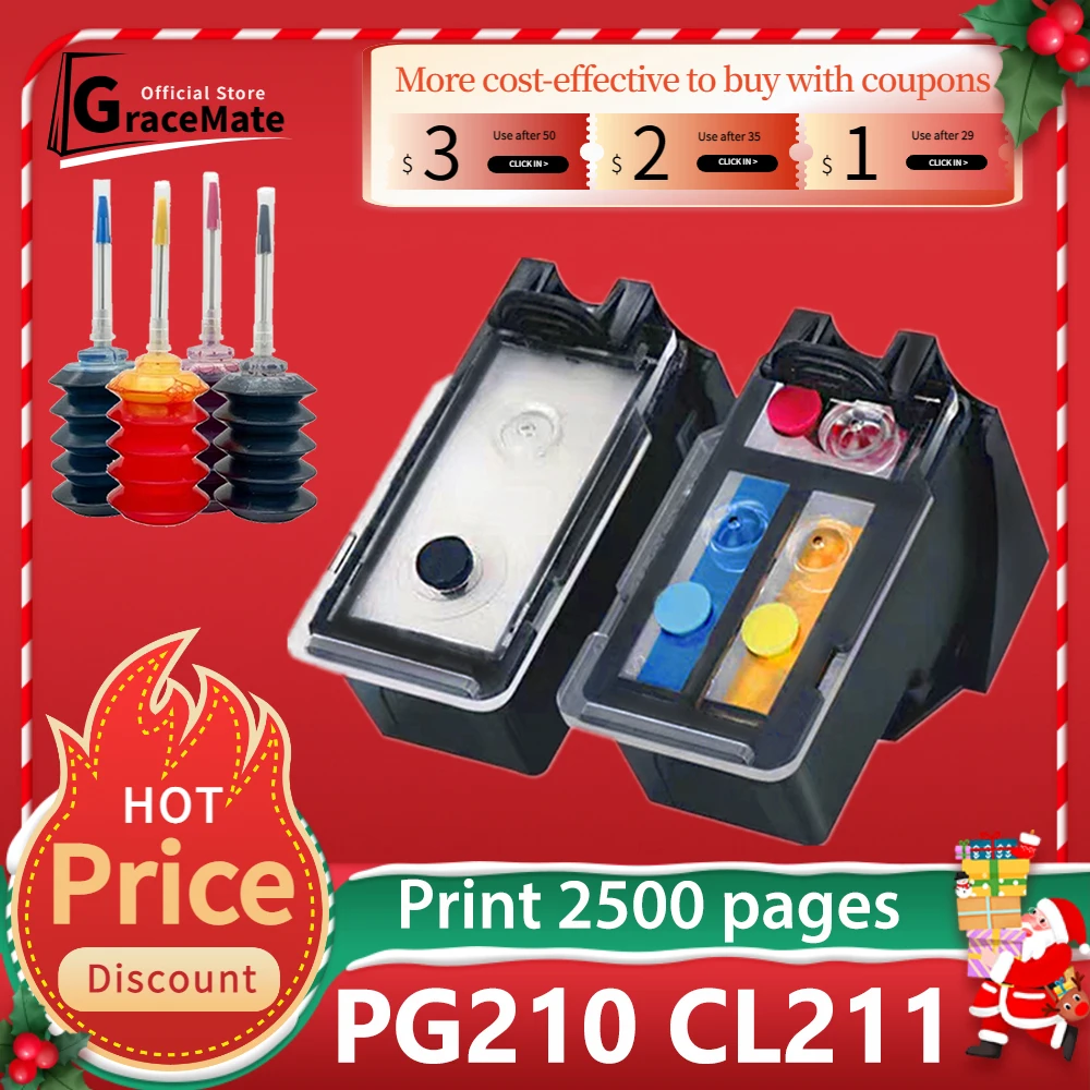 

PG210 CL211 Replacement pg210 cl211 Ink Cartridge for Canon Pixma MP240 MP250 MP260 MP270 MP280 MP480 MP490 MP495 Inkjet Printer