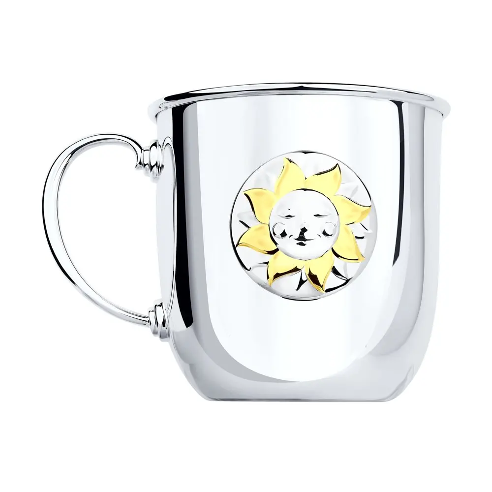 Кружка большая Солнышко с позолотой SOKOLOV Серебро 925 Оригинальная продукция
