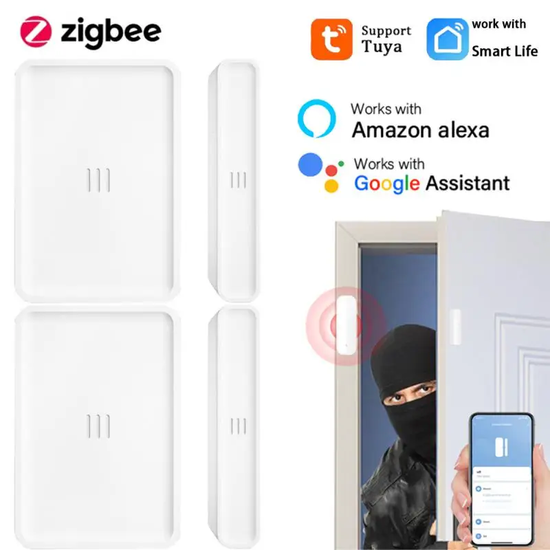

Датчик двери Tuya ZigBee для умного дома, детекторы открывания дверей, охранная сигнализация, Домашняя безопасность с Alexa Google Home, Новинка