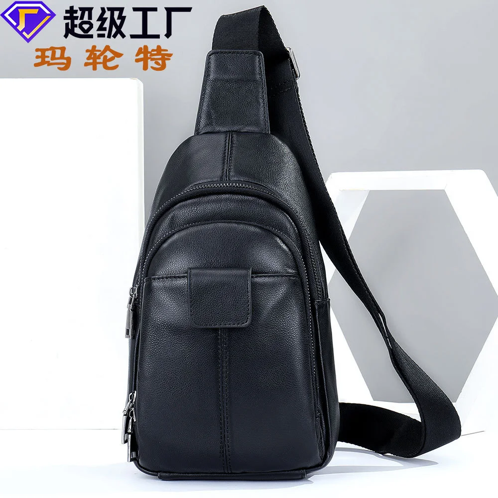 

New high-end versatile shoulder bag multi-function sports waterproof soft leather large capacity chest messenger