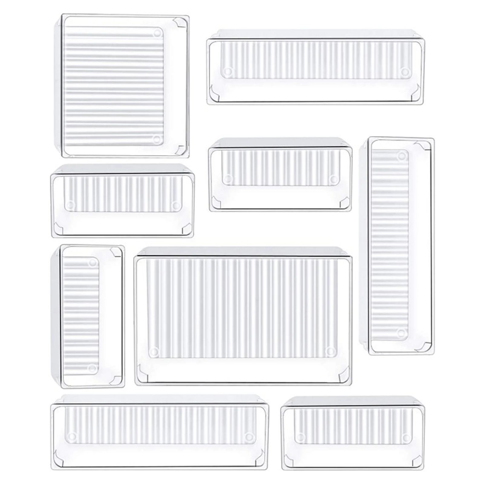 

Набор прозрачных ящиков-органайзеров из 9 предметов, маленькие ящики для хранения косметики, разделительные лотки для макияжа, спальни, кухни, офиса