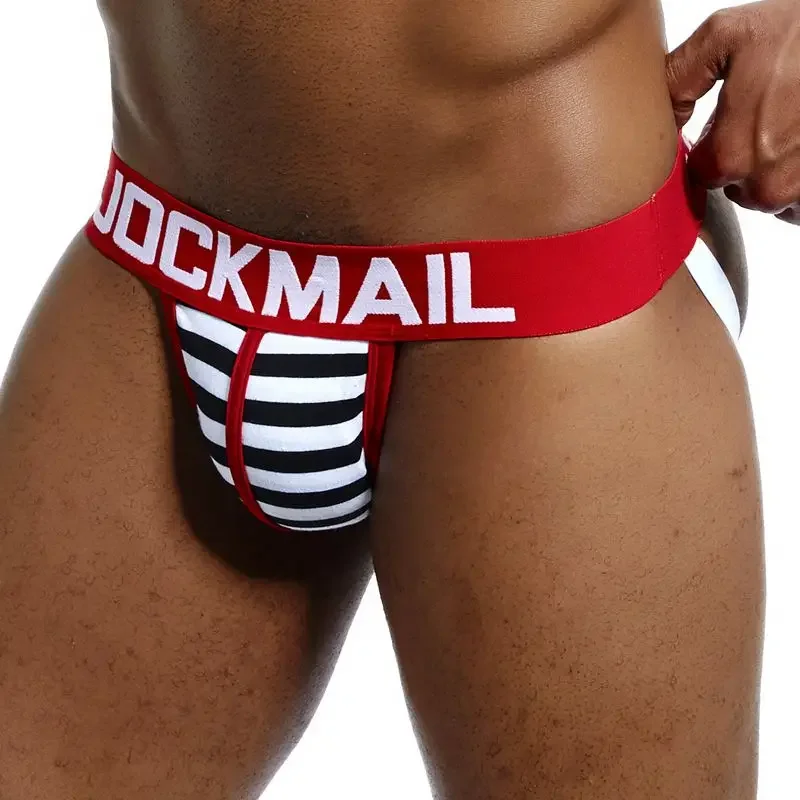 Джоки Jockmail мужское нижнее белье в полоску из хлопка стринги и сексуальное бикини