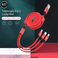 3 in 1 fast charging cable for micro type c usb charger for iphone 12 13 pro max xiaomi samsung retractable portable data cable