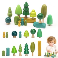 wooden forest tree building blocks toy montessori simulation green tree children room decoration desktop furnishings kids gift