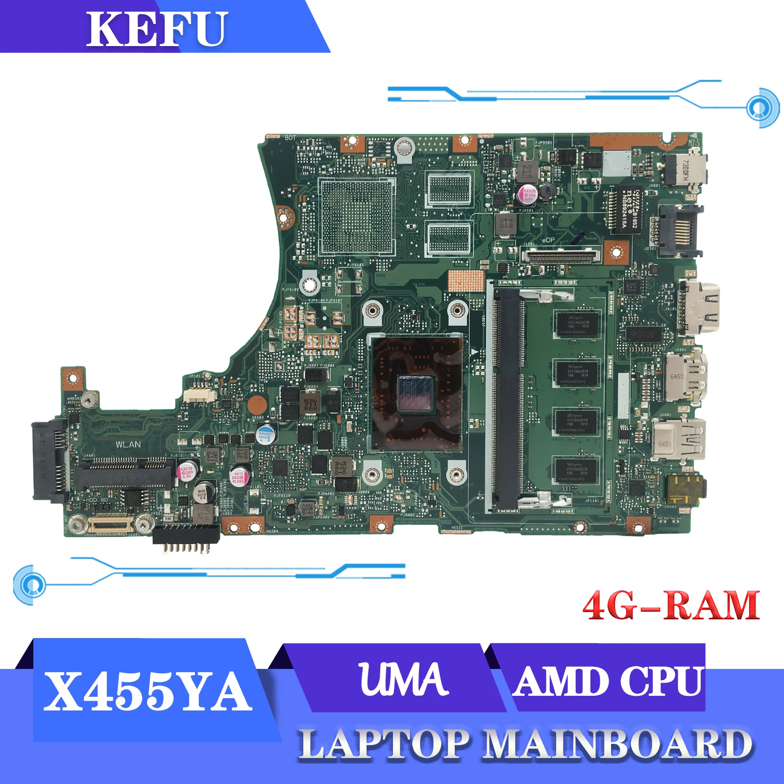 

Notebook X455YA Mainboard For ASUS X455YI R454Y R455Y X455Y K455Y F455Y A455Y Laptop Motherboard AMD CPU 4GB-RAM UMA