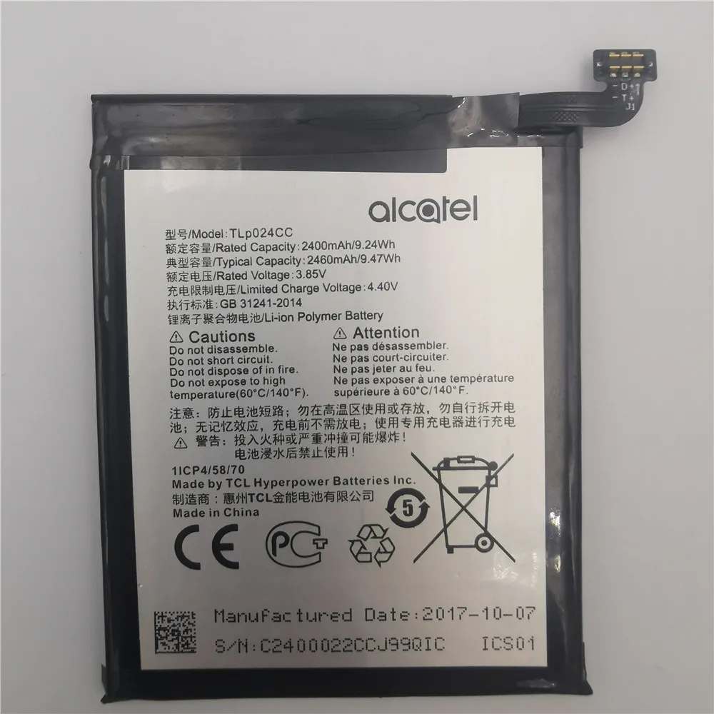 

2400mAh battery For Alcatel A3 OT-5046/Shine Lite OT-5080 5080X OT-5046D OT-5046Y 5046D 5046Y TLP024C1/TLP024CJ/TLP024CC battery