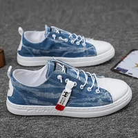 2022 blue canvas sneakers mens anti odor jeans shoes males sneakers man denim loafers ttrainers student boys slip on sneakers
