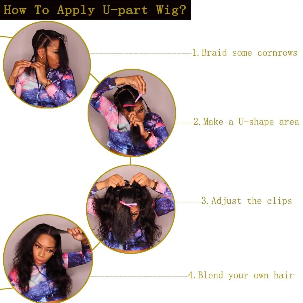 Body Wave U Part Wigs 100% Human Hair Brazilian Virgin Hair Wigs For Women Remy Hair Glueless Wigs Full Head Clip in Half Wigs