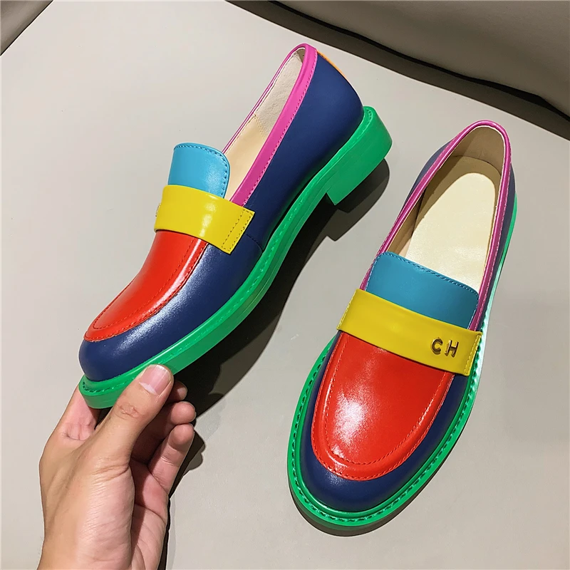 Туфли женские из натуральной кожи плоская подошва лоферы повседневная обувь