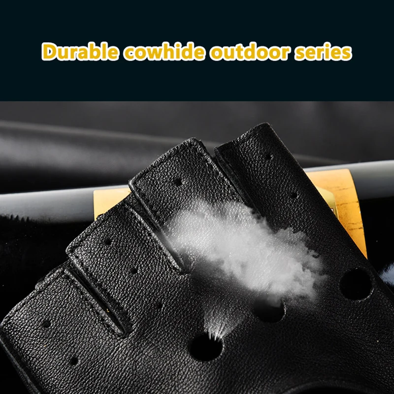 Перчатки без пальцев мужские митенки из козьей кожи для вождения фитнеса