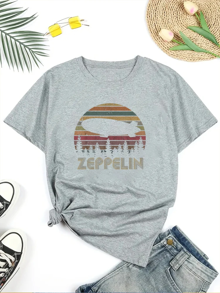 Винтажная Футболка Zeppelin В Стиле Ретро С Дизайном Заката 70-х 80-х Годов