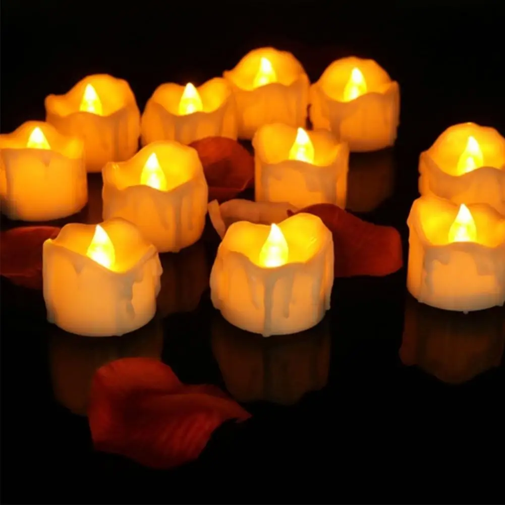 

12pcs LED Electronic Candles Energy Saving Flameless Tealights Candles Lights For Valentine Day Wedding Party Decoration