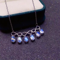 elegant silver moonstone necklace pendant for party 4mm6mm 100 natural moonstone pendant solid 925 silver moonstone jewelry