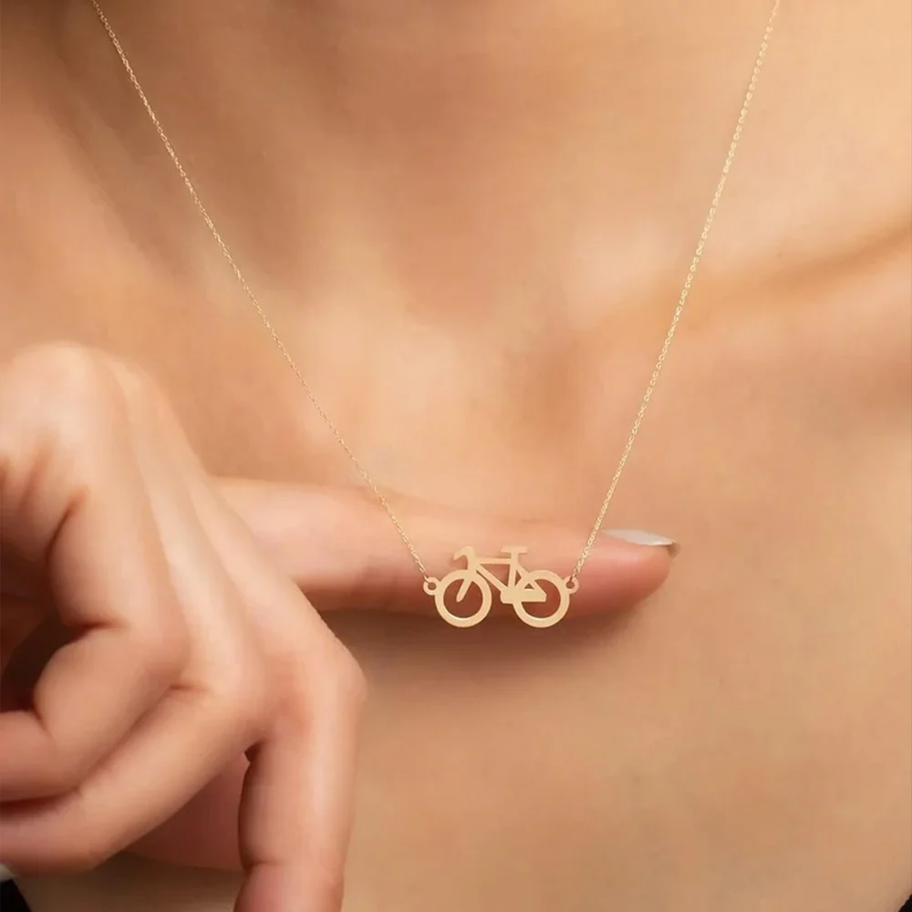 New Sports Style Bike Pendant Men Necklaces Jewelry Stainless Steel Necklaces for Women Gifts Wholesale Collar Acero Inoxidable