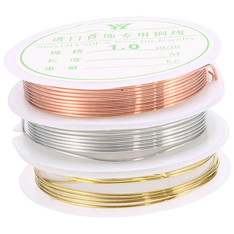 

3 Rolls 18 Gauge Jewelry Copper Craft Wire,Tarnish Resistant Jewelry Beading Wire for Jewelry Making Supplies & Crafting