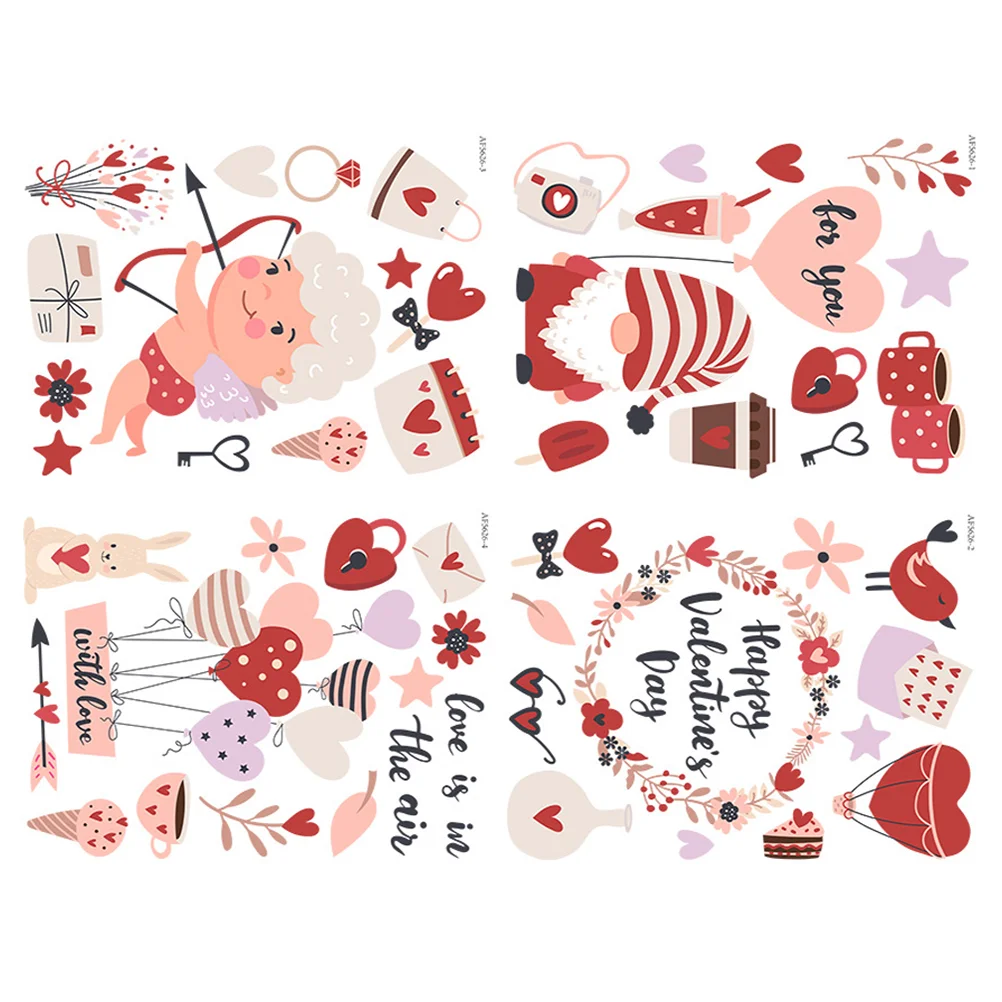

Wall Day Decals Stickers Valentine S Valentines Clings Red Glitter Decal Removable Window Festival Romantic Decoration Heart