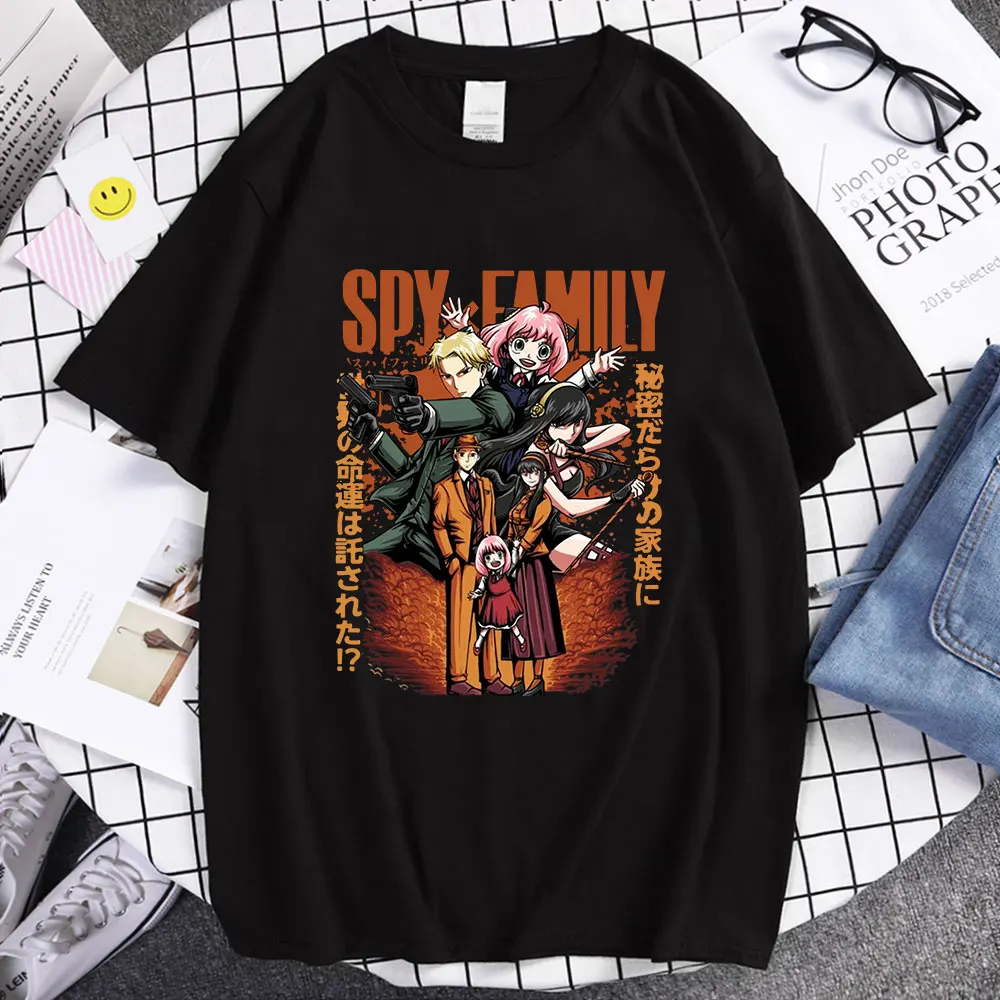

Anime Spy X Family T Shirt Anya Forger Yor Forger Loid Forger Graphics Print Oversized T-shirts Unisex Streetwear Tee Shirt