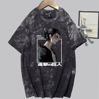 attack on titan anime cosplay costume short sleeve t shirts tie dye gradient tops men women summer casual shirts