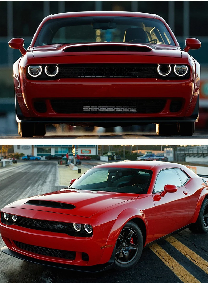 Пара автомобильных фар в сборе для Dodge Hellcat Challenger 2008-20 ангельские глазки
