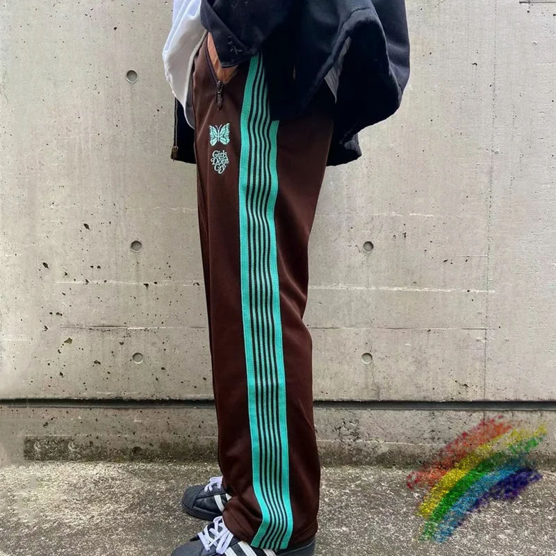 

Брюки спортивные полосатые с вышивкой «бабочка» для мужчин и женщин