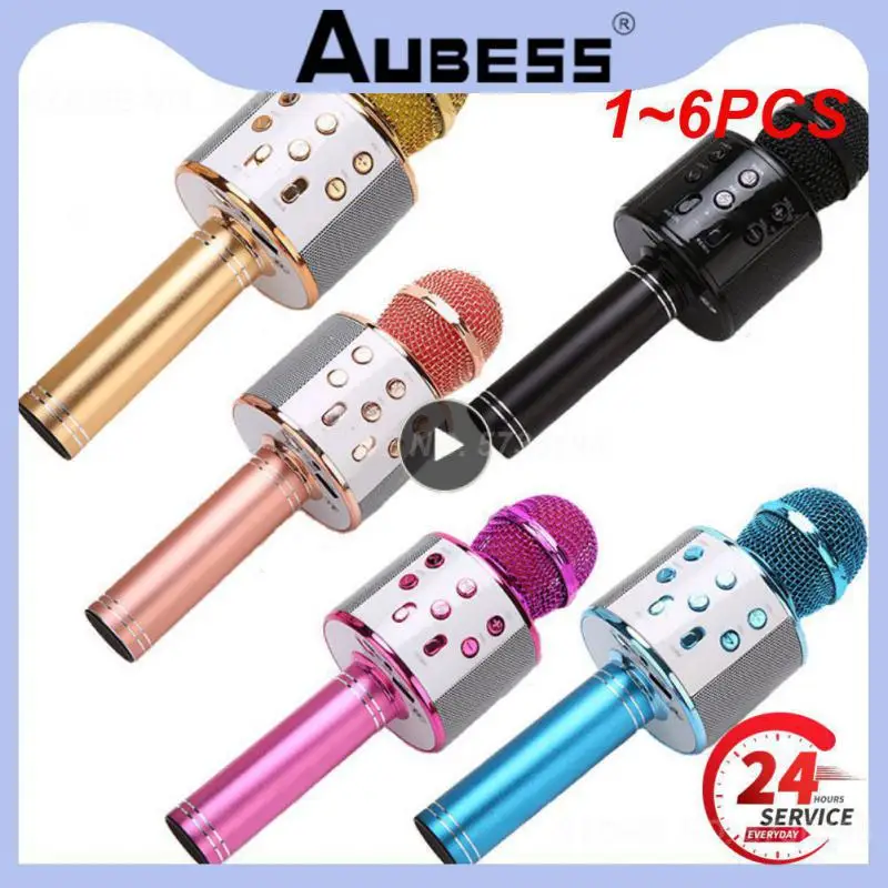 

1~6PCS Portable Wireless Microphone USB Mini Home KTV Handheld Karaoke Mic For Music Player Singing Recorder Mic Christmas