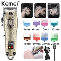 kemei km 2029 electric hair trimmer barber shop embossed pattern oil head salon high power hair clipper led display haircut