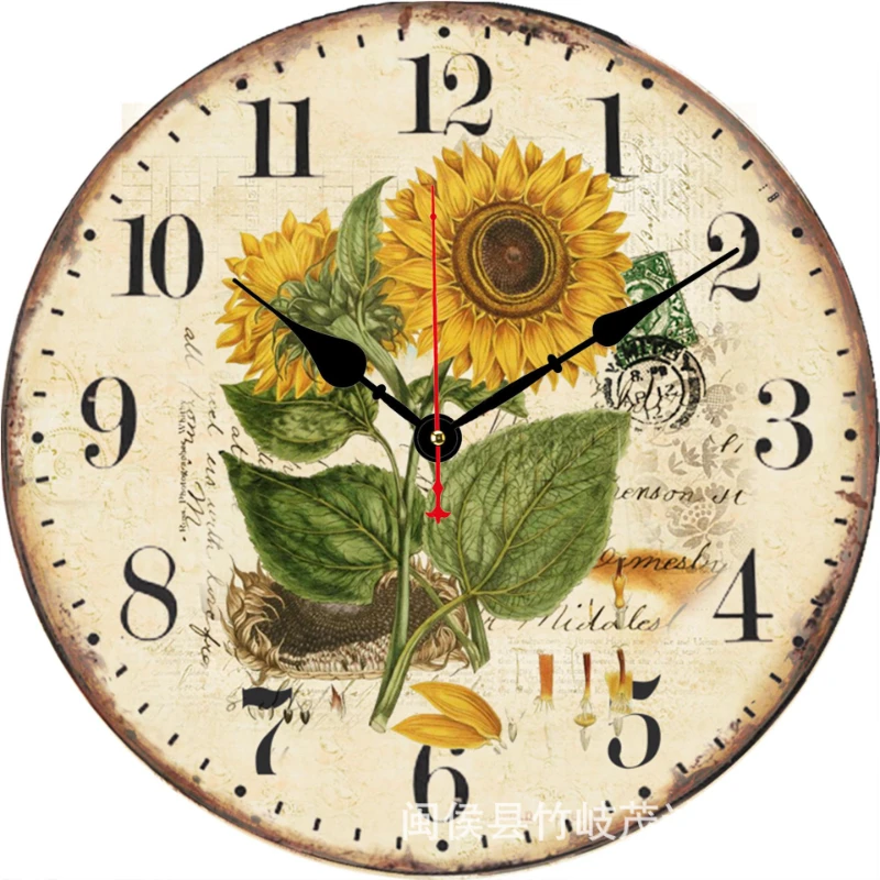 Часы настенные ретро. Часы Sunflower Clock. Настенные часы "Подсолнухи". Круглые часы с цифрами. Цветочные часы.