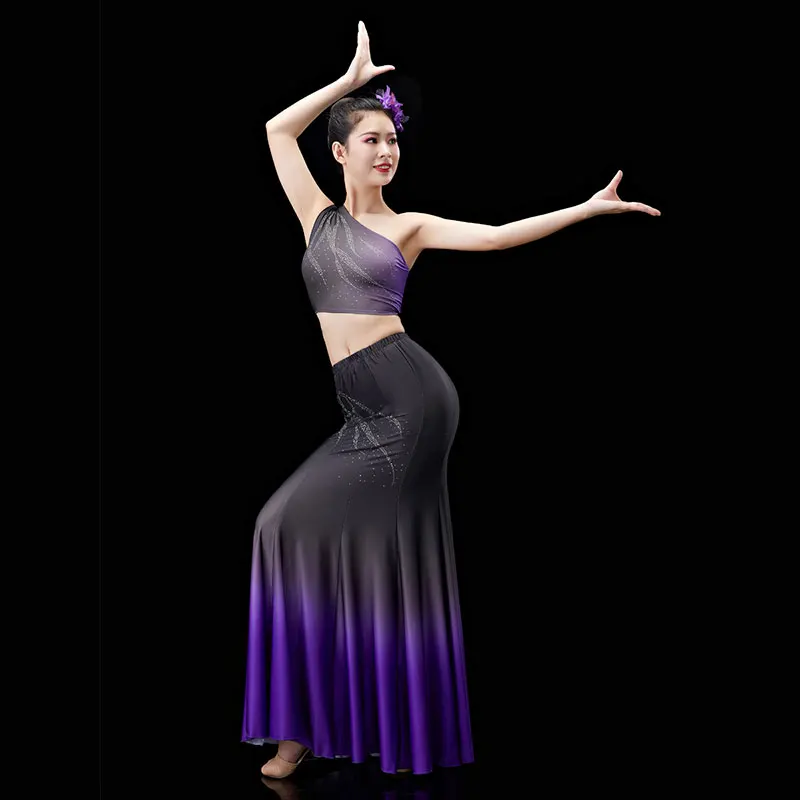 Chinese Ethnic Minority Dai Dance Dress Women Practice Performance Dress Female Dance Dress Peacock Dance Fishtail Dress