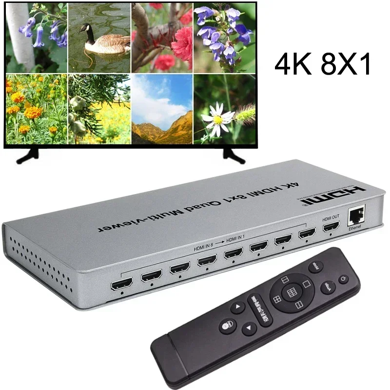 Фото Мультиверы 4K HDMI 8x1 с выходом 8 в 1, бесшовный переключатель, мультивар HDMI, 8 портов, мультивар HDMI, 1 ТВ-монитор, дисплей, несколько экранов №2