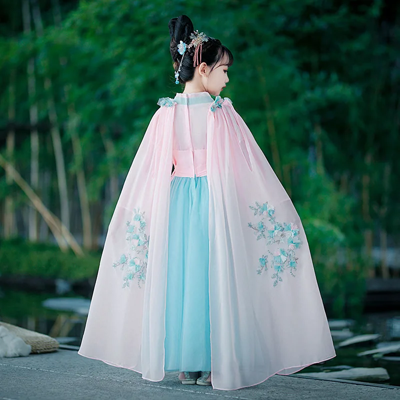 

Летние кавайные танцевальные костюмы Yourqipao для девочек, танцевальные костюмы в стиле древнего Тан, милые платья в китайском стиле, современные танцевальные костюмы ханьфу для детей