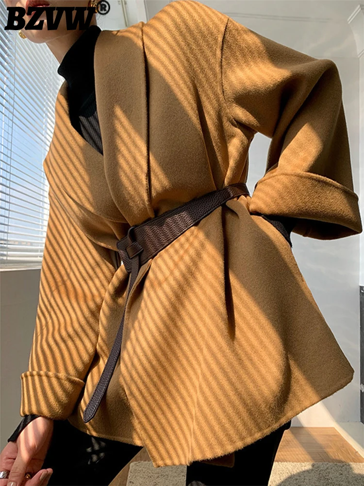 

Накидка BZVW Двусторонняя Женская, Осень-зима 2023, темпераментная модная свободная шерстяная одежда, новая трендовая женская одежда 25X2344