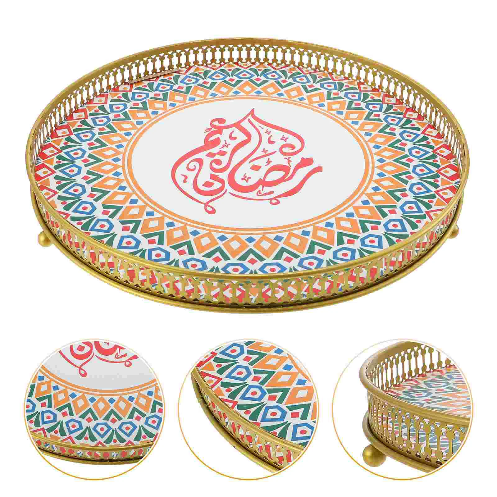 

Ramadan Eid Mubarak Wooden Tray for Snacks and Dry Fruits Islamic Decorative Props for Home and Banquet Table Decoration