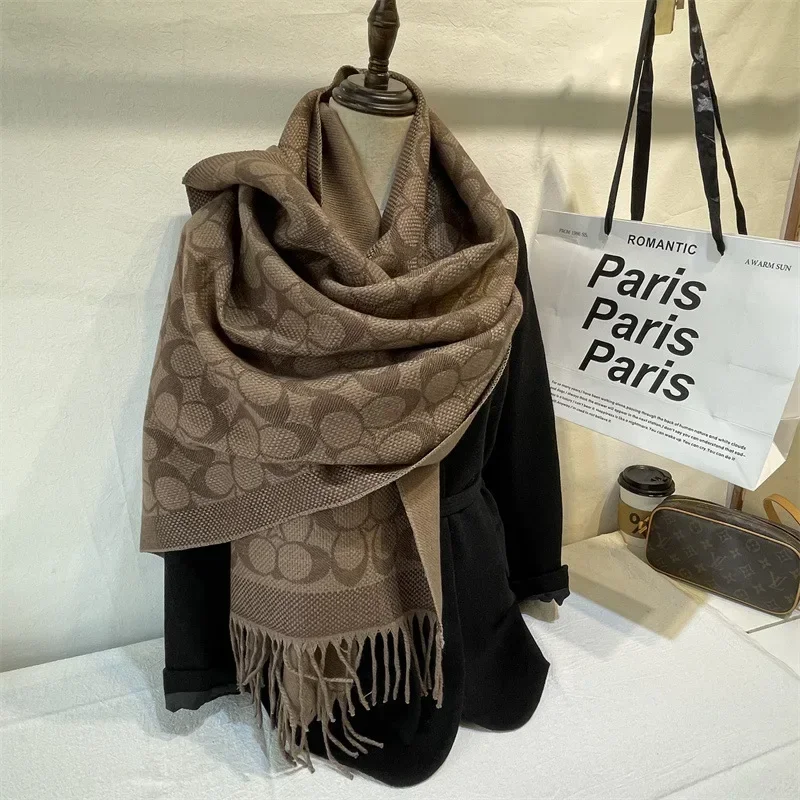 Новинка 2024 зимние теплые кашемировые накидки женский шарф роскошный дизайн