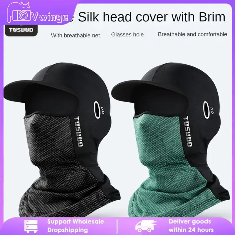 

High Elasticity Ice Silk Uv Resistant Sports Cap Facial Sunscreen Riding Hat Breathable Helmet Lining Preventing Summer Tanning