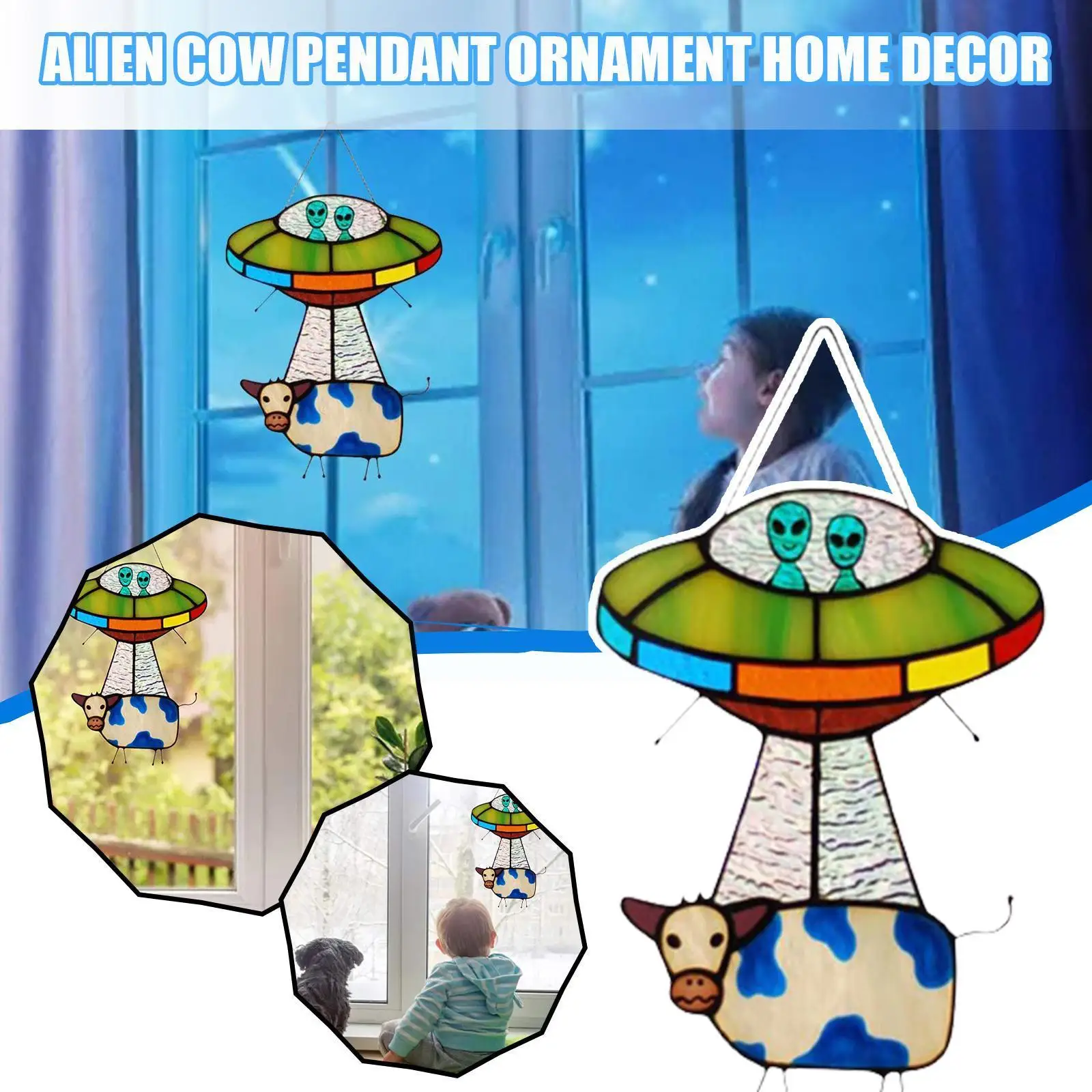 

Витражные акриловые подвески Alien And Cow для окон, подвески для сада и дома Z8p7