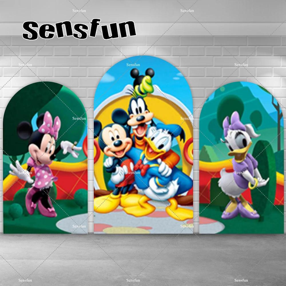 

Mickey Mouse Clubhouse Arch Backdrop Minnie Donald Duck Daisy Chiara Background Kids Cartoon Birthday Party Photography Banner