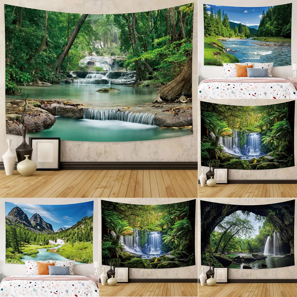 Большой гобелен с рисунком леса фоновая ткань для гостиной украшение дома