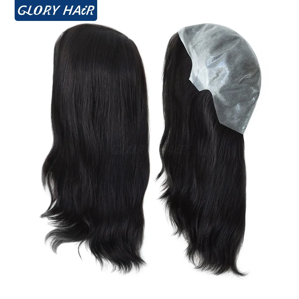 Bio - Full Head Wig 6 inches Short Wigs Human Hair Thin Skin Real Hair Wig for Women Natural Black Medium Density Tsingtaowigs