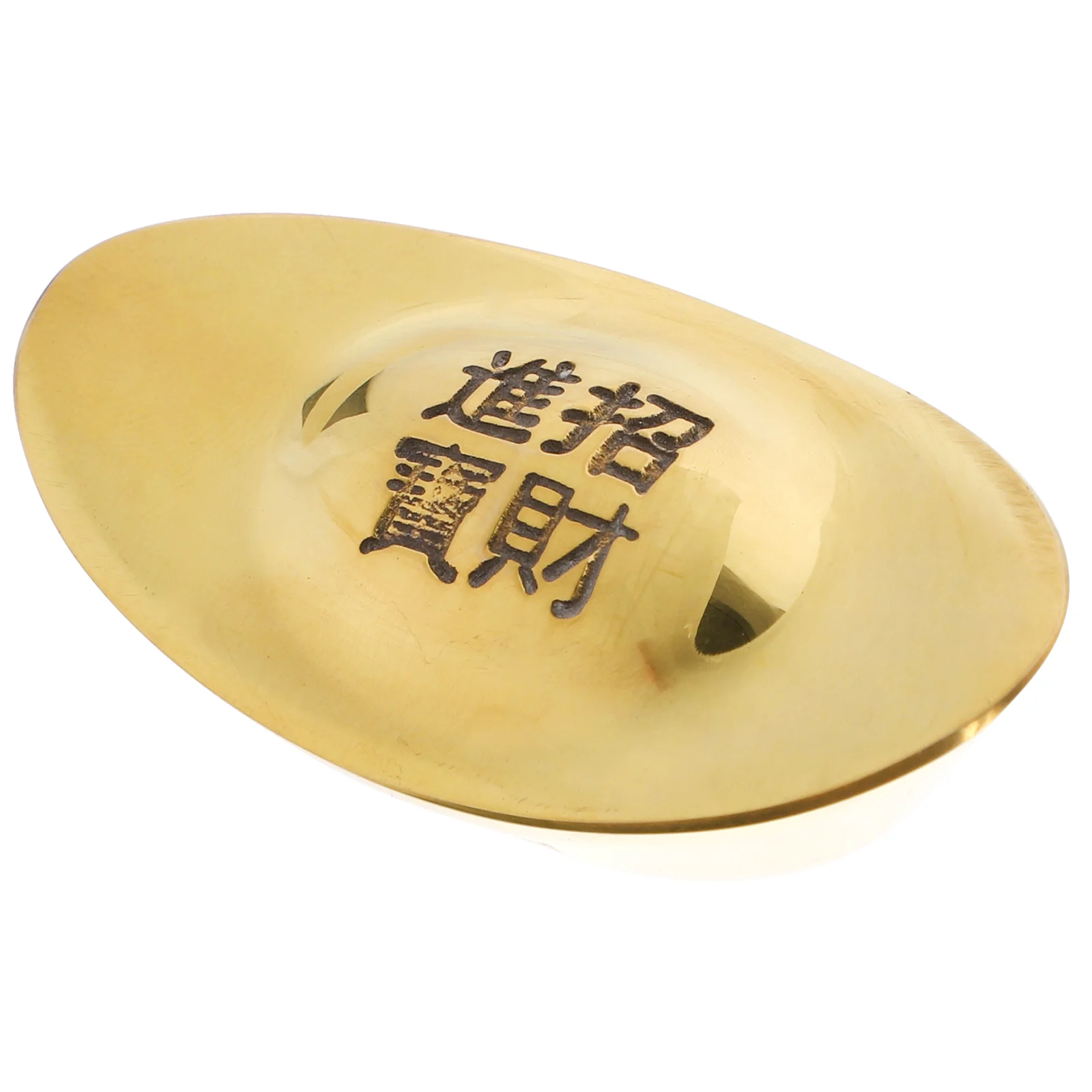 

Chinese Brass Ingot Statue Paperweight Calligraphy Golden Luck Fengshui Figurine Money Fortune Lucky Ornament Desktop Sculpture