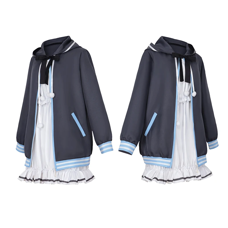 Аниме Hamidashi креативный Nishiki Asumi косплей костюм куртка с капюшоном белое платье