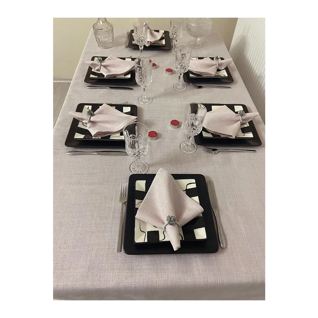 

Zeren домашняя льняная Серебристая скатерть розового цвета, не мнется, устойчива к пятнам