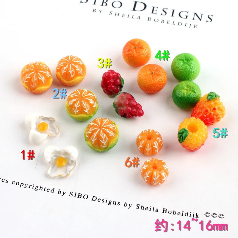 

20Pcs Simulation Strawberry Orange Grape Resin Cabochon Fake Food Embellishments for Scrapbooking DIY Phone Deco Jewelry Making