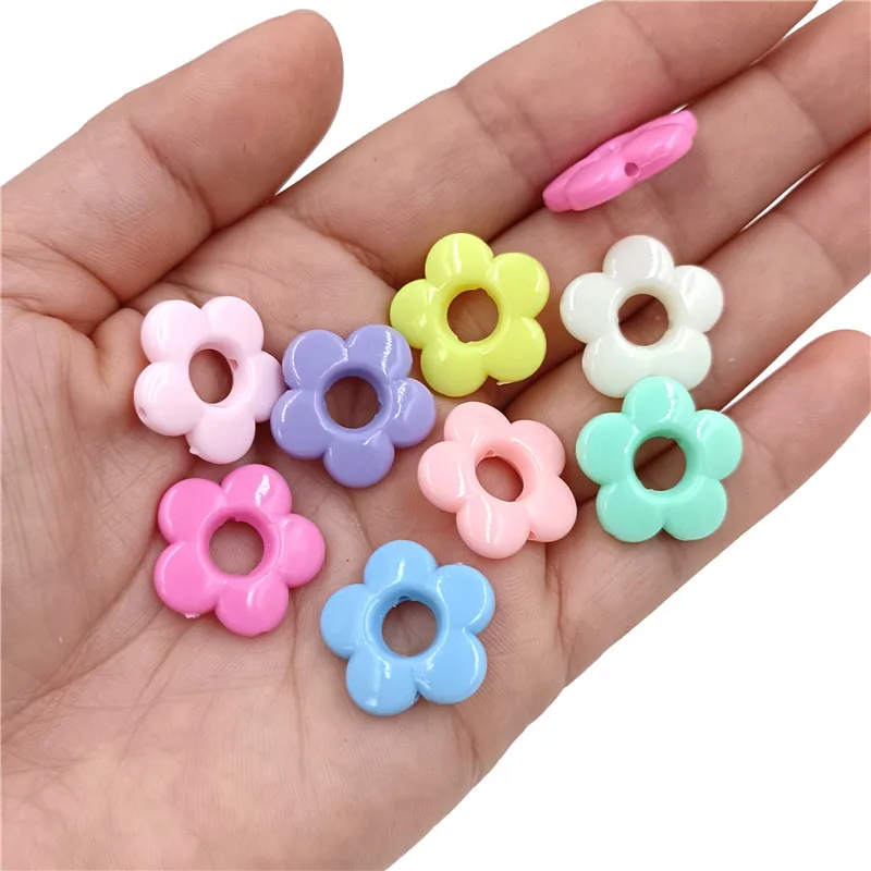 10 шт./пакет 19 мм большие акриловые кремовые полые цветочные бусины для DIY серьги